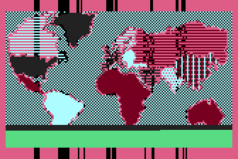Epidemic! (Atari 8-bit) screenshot: Admiring the nuke's palette effects.