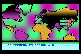 Epidemic! (Atari 8-bit) screenshot: ...and things soon get out of control.