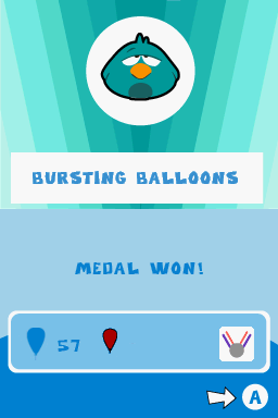 Pocoyó Racing (Nintendo DS) screenshot: Results for a Bursting Balloons mode session