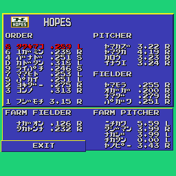 World Class Baseball (Sharp X68000) screenshot: Edit mode