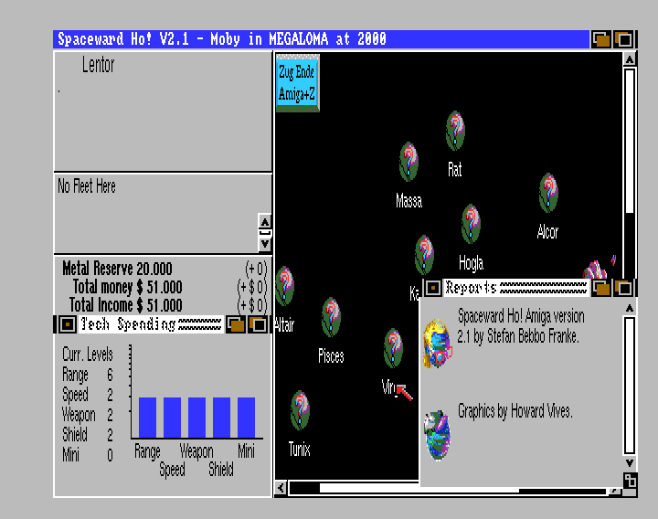 Spaceward Ho! (Amiga) screenshot: Game start - ECS