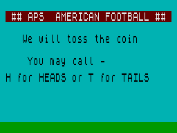 American Football (ZX Spectrum) screenshot: Heads or Tails?