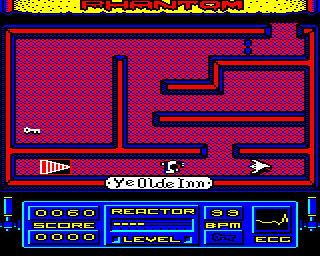 Phantom (BBC Micro) screenshot: A change of colours afer I've entered the second level.