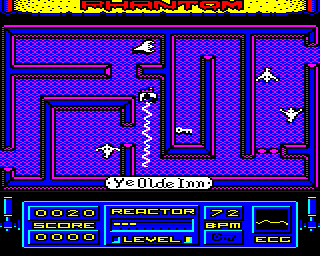 Phantom (BBC Micro) screenshot: First screen in the first level