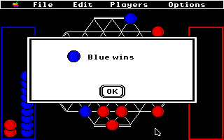 TrianGO (Apple IIgs) screenshot: Blue has won the game