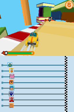 Pocoyó Racing (Nintendo DS) screenshot: Taking a corner.