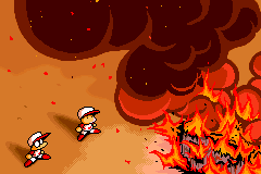 Power Pro Kun Pocket 4 (Game Boy Advance) screenshot: And his club is set on fire... but Hero 4 is not done yet. Conquer Koshien to undo the curse!