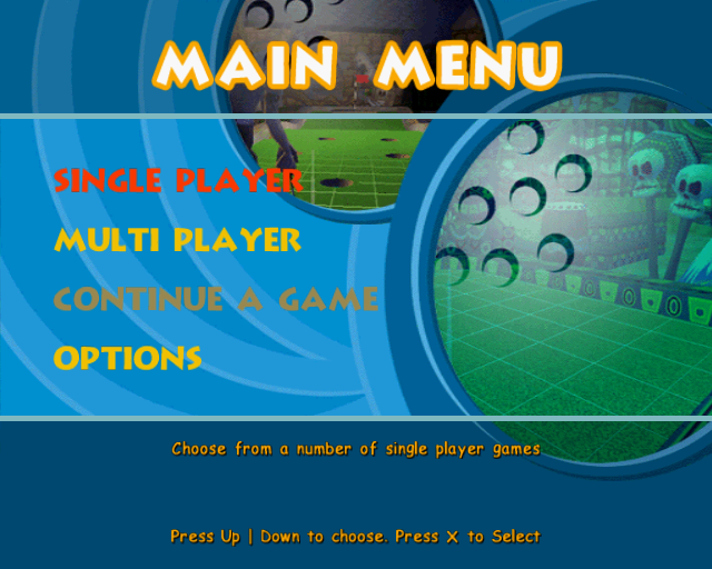 Crazy Golf: World Tour (PlayStation 2) screenshot: The game's main menu.