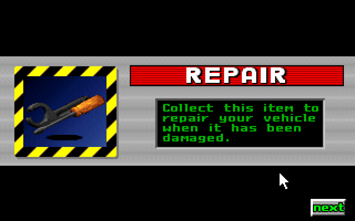 Rapid Assault (DOS) screenshot: Repair bonus description