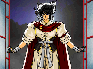 Honoo no Ryōrinin: Cooking Fighter Hao (PlayStation) screenshot: That's Hao. Nice costume.