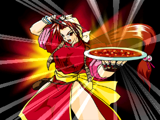 Honoo no Ryōrinin: Cooking Fighter Hao (PlayStation) screenshot: ...more food? I think I'm already full. I thought we were going to copulate?
