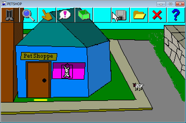 The Pet Shop Incident (Windows) screenshot: Starting the game near the Pet Shop