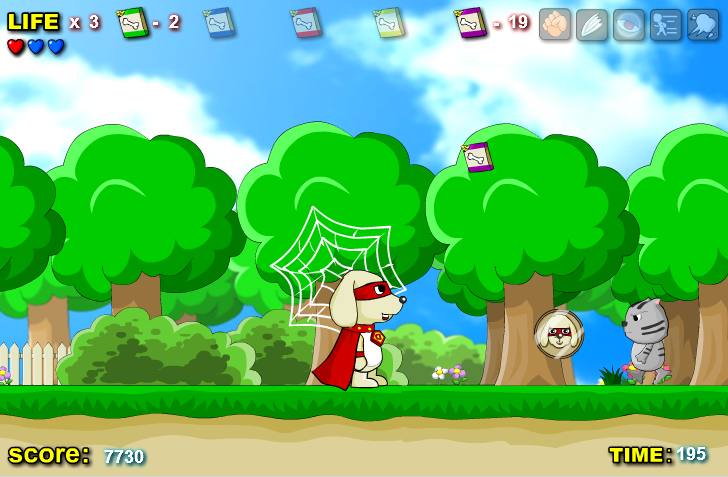 Super Doggy (Browser) screenshot: World 1, level 2: extra life