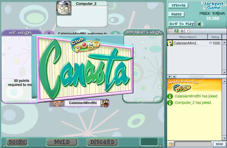Canasta (Browser) screenshot: Title screen.