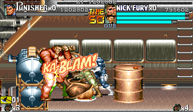 The Punisher (Arcade) screenshot: Ka-Blam you mobsters!