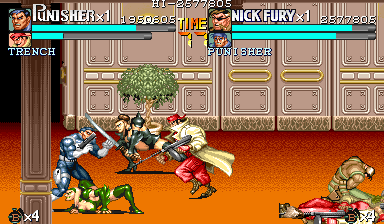 The Punisher (Arcade) screenshot: The mob is ever so strong in Kingpin's hotel