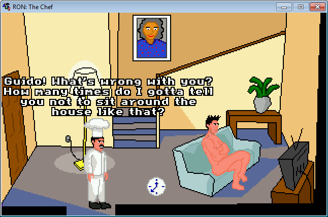 The Chef (Windows) screenshot: Talking to Luca's naked brother, Guido