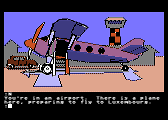 Mindshadow (Atari 8-bit) screenshot: Fly off to the next location...