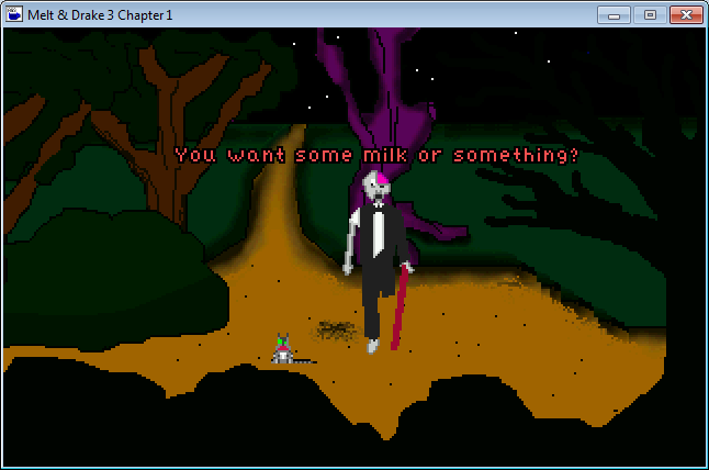 Gatitos: The Paws of Fate (Windows) screenshot: Mayor zombie Michael Gower is still talking with obsessed omni-kitten