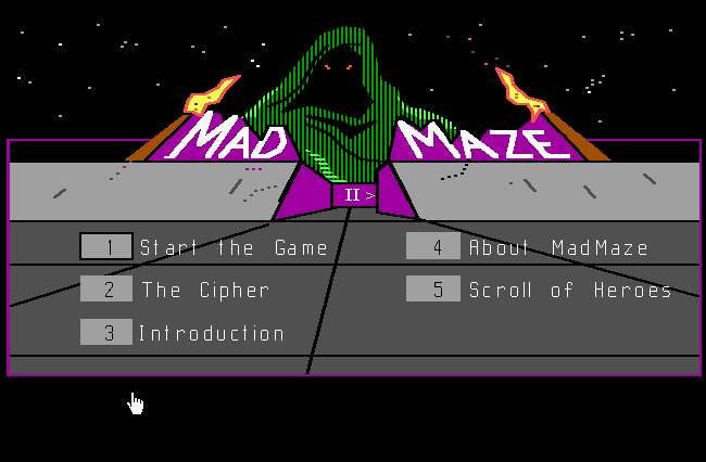 MadMaze-II (Browser) screenshot: Start menu