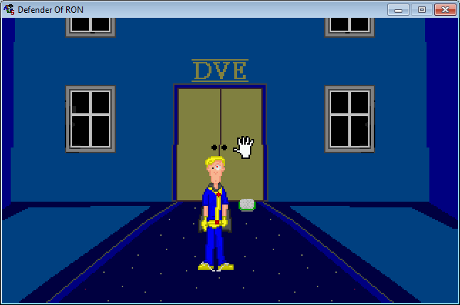 Defender of RON (Windows) screenshot: At the entrance to Dr. Die Vie Ess’ mansion