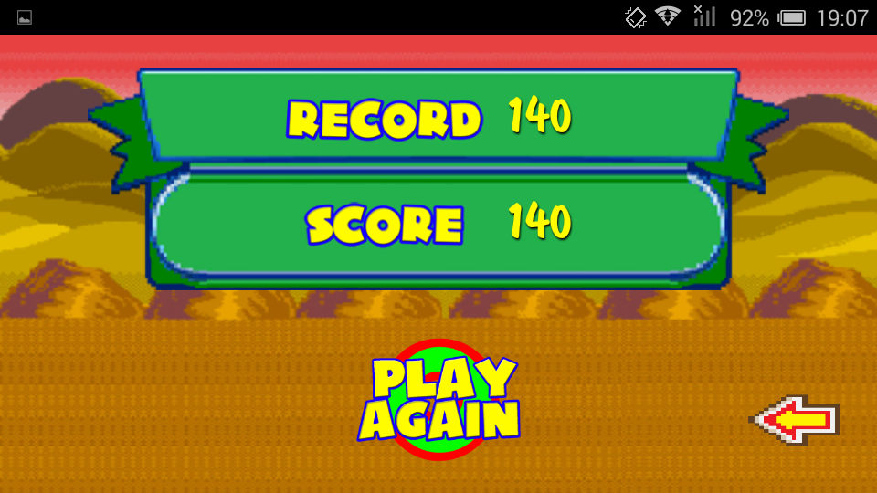 PANOSSONIC (Android) screenshot: Game over
