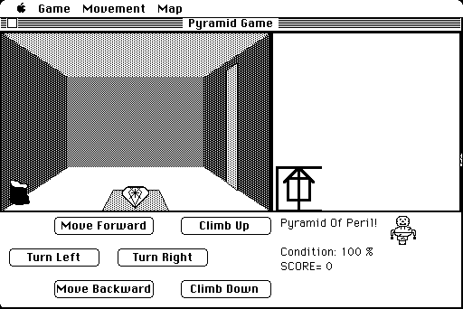 Pyramid of Peril (Macintosh) screenshot: Starting out with a jewel right in front of me