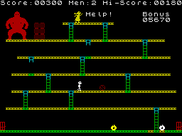 Krazy Kong (ZX Spectrum) screenshot: Getting higher