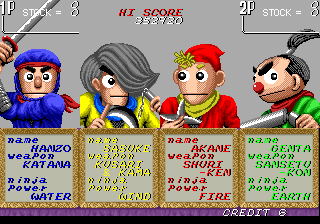 The Ninja Kids (Arcade) screenshot: Player Selection