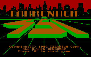 Fahrenheit 451 (DOS) screenshot: Title screen