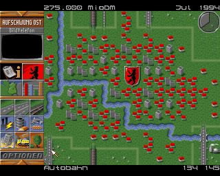 Aufschwung Ost (Amiga) screenshot: You can also build (and destroy) an autobahn