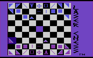 Laser Chess (Atari 8-bit) screenshot: Each figure may be rotated