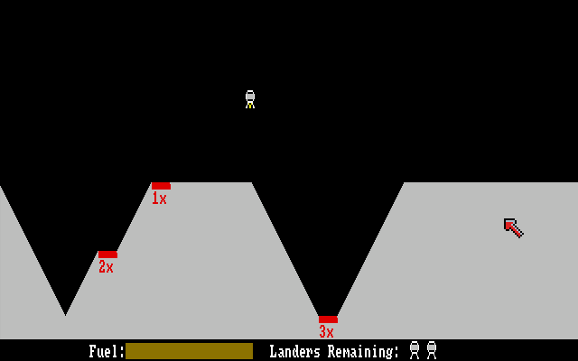 Landing at Io (Amiga) screenshot: Landscapes are randomly generated