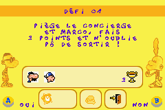 Titeuf: Ze Gag Machine (Game Boy Advance) screenshot: The objectives of a level.