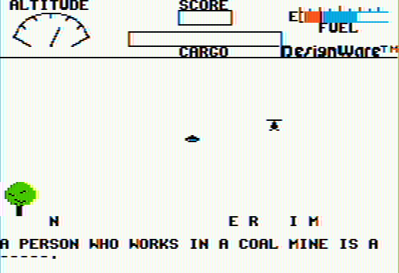 Spellicopter (Apple II) screenshot: This is where the letters are picked to form the needed word