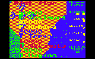 Thunder Force (PC-6001) screenshot: High scores
