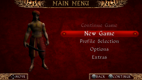 Chandragupta: Warrior Prince (PSP) screenshot: The Main Menu.