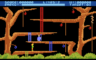 Monkey Magic (Atari 8-bit) screenshot: Jungle level