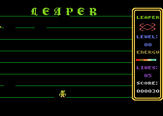 Leaper (Atari 8-bit) screenshot: Jumping to the higher level