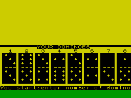 Dominoes (ZX Spectrum) screenshot: Lets play