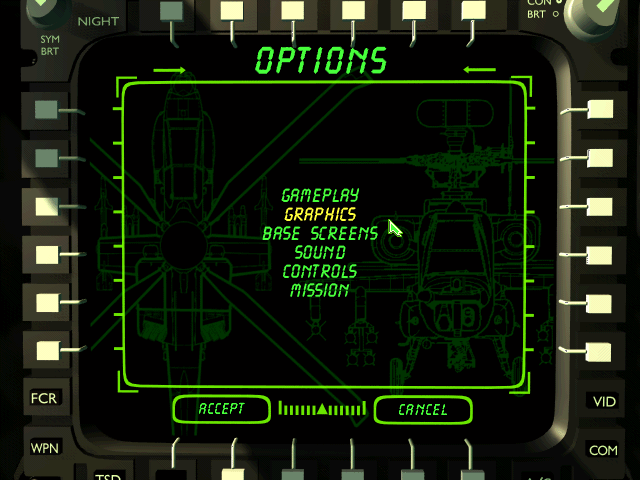 Jane's Combat Simulations: Longbow 2 (Windows) screenshot: Options Menu