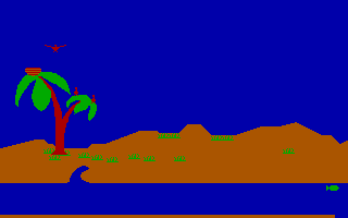 Bird Brain (DOS) screenshot: Flap your wings, hungry bird!