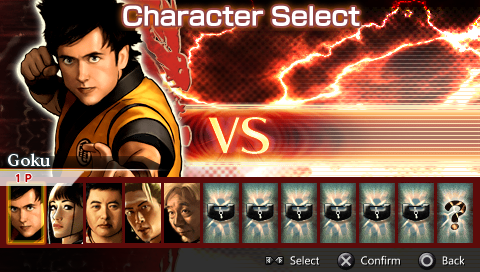 Dragonball: Evolution (PSP) screenshot: In the Arcade mode we can select one of the available fighters.