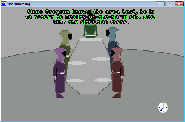 The Tapestry - Chapter 1: The Unraveling (Windows) screenshot: Counsel of Threaders directs each one to appropriate place for work