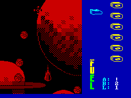 Trap (ZX Spectrum) screenshot: Avoid or shoot the asteroids