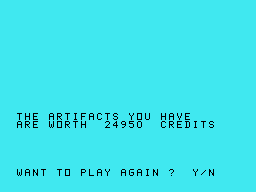Archeodroid (TI-99/4A) screenshot: Final score