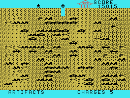 Archeodroid (TI-99/4A) screenshot: Cleaned out the place... only to start over with a new pile.