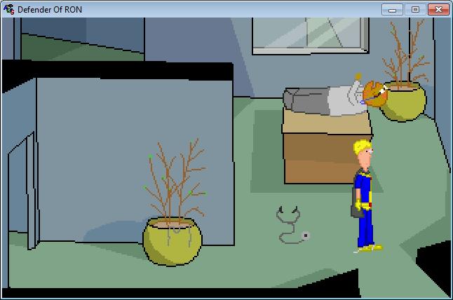 Defender of RON (Windows) screenshot: Ready to examine Geoff lying on the table
