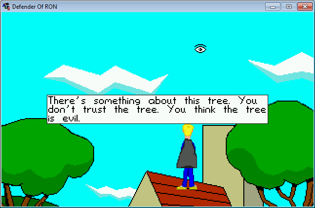 Defender of RON (Windows) screenshot: Examining the tree on the church's roof