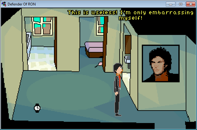 Defender of RON (Windows) screenshot: Trying to get familiar with plans of David Hasselhoff